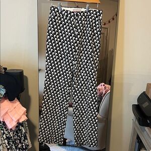 Banana Republic Black and White Geometric Wide-Leg Pants